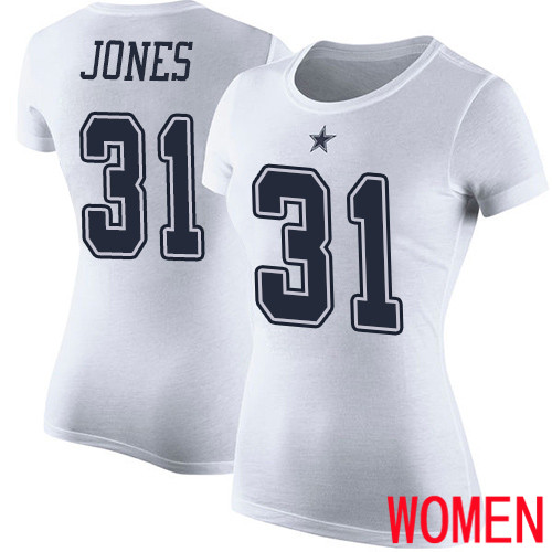 Women Dallas Cowboys White Byron Jones Rush Pride Name and Number #31 Nike NFL T Shirt